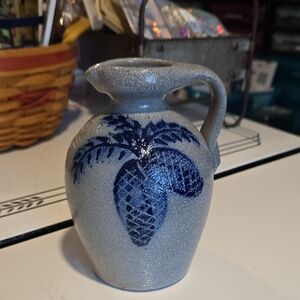 Rowe Pottery Works Blue Pinecone Stoneware Pitcher